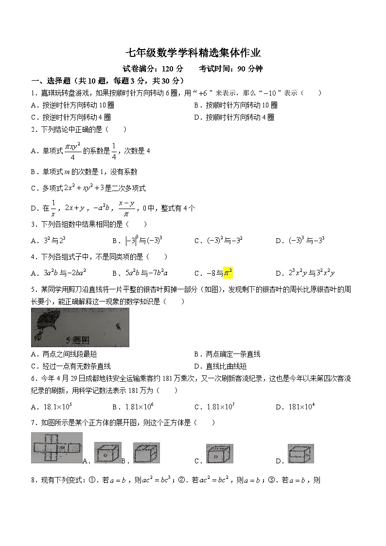 295,辽宁省葫芦岛市龙港区实验中学2023-2024学年七年级上学期11月月考数学试题()第1页