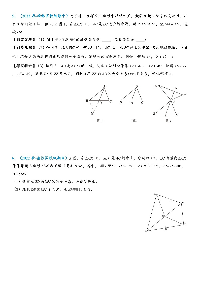 2024年中考数学压轴题专项练习—倍长中线03