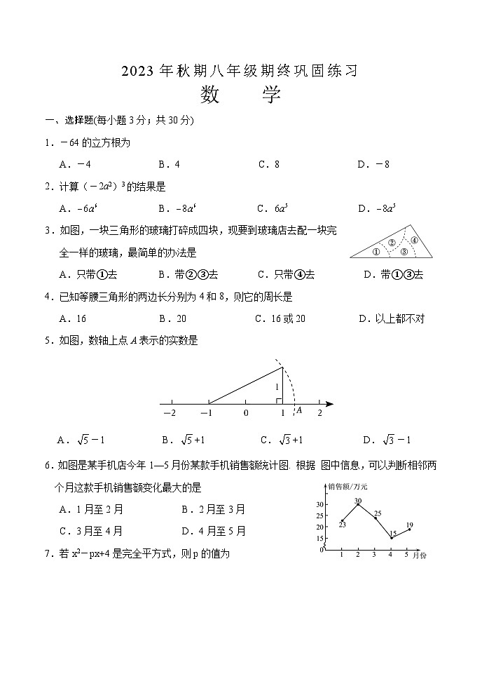 河南省南阳市南召县2023-2024学年上学期八年级期终巩固练习数学(二)第1页