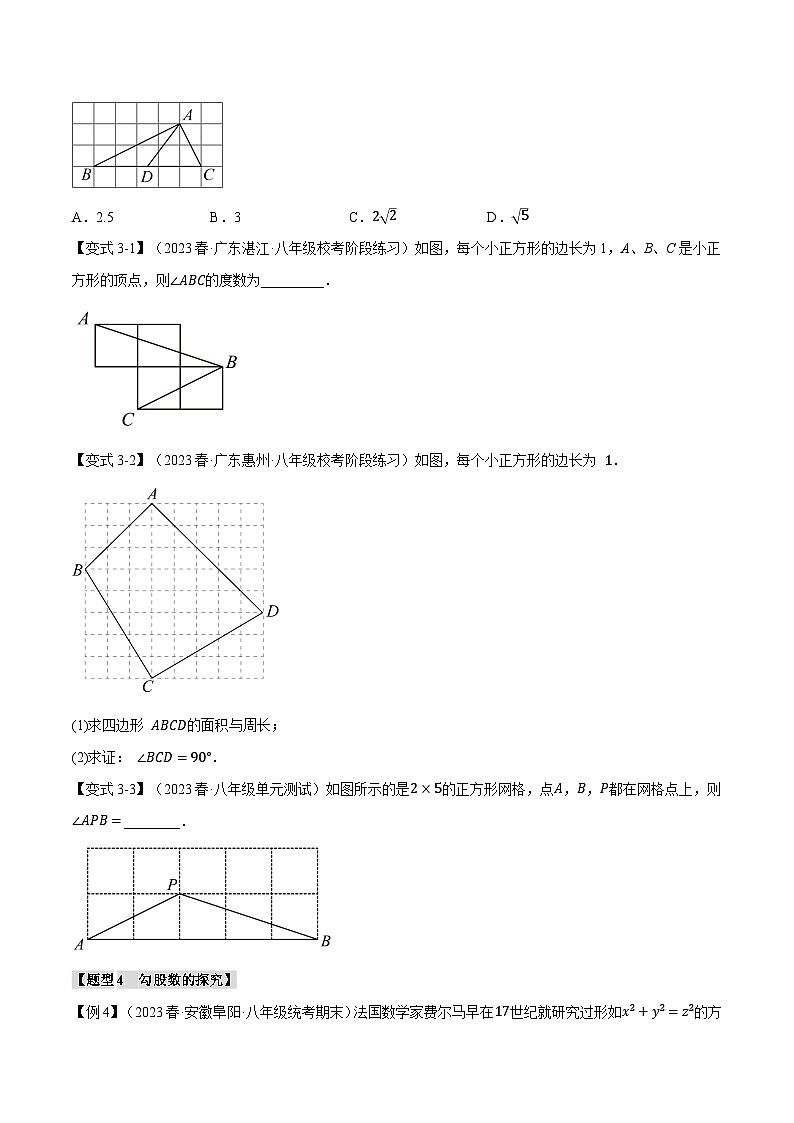 人教版八年级数学下册精品同步专题练习专题17.2勾股定理的逆定理【八大题型】(举一反三)(原卷版+解析)第3页
