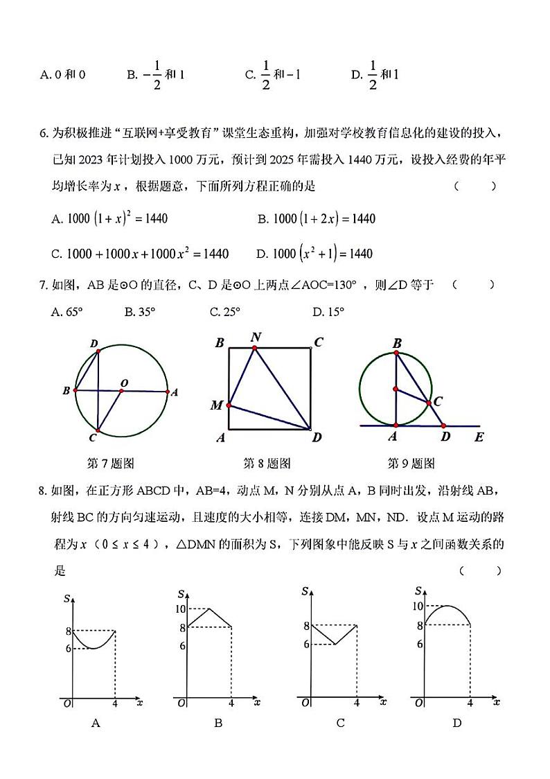 黑龙江省齐齐哈尔市克东县2024届九年级上学期期末数学试卷(含答案)第2页