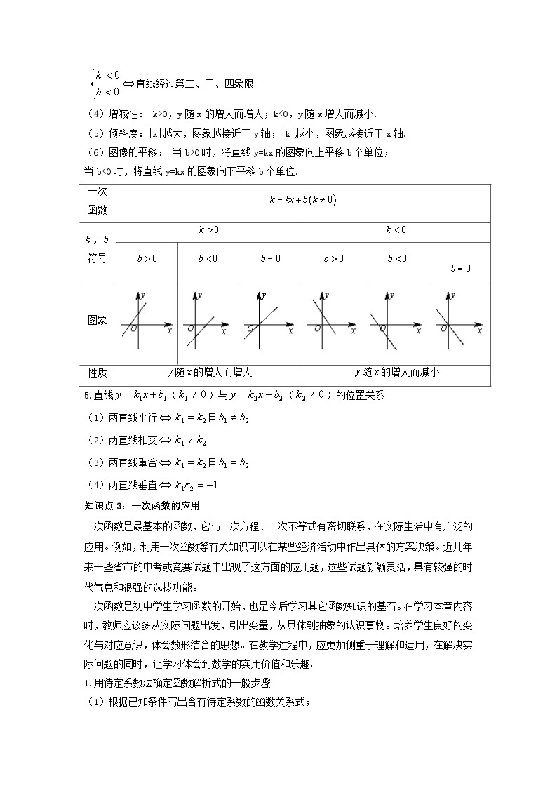 中考数学一轮复习考点梳理+单元突破练习 一次函数（含答案）03