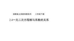 2.4 一元二次方程根与系数的关系(1) 浙教版数学八年级下册课件