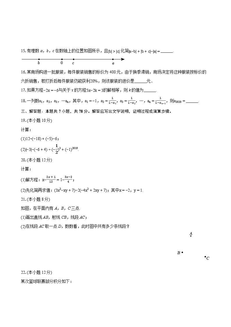 2023-2024学年山东省德州市庆云县七年级(上)期末数学试卷(含详细答案解析)第3页
