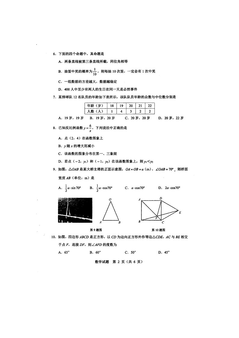2023年辽宁省沈阳市中考二模数学试卷02