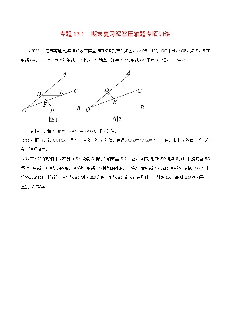 专题13.1 期末复习解答压轴题专项训练（压轴题专项训练）-2023-2024学年七年级数学下册压轴题专项高分突破（苏科版）01