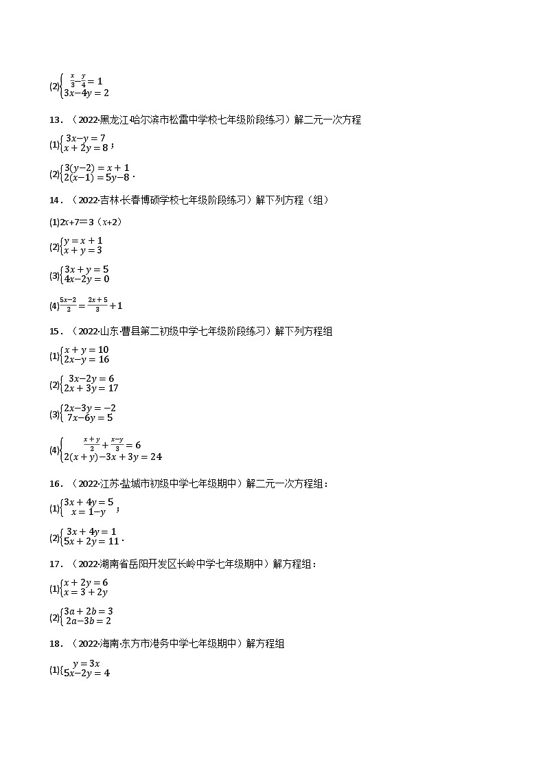 专题7.4 二元一次方程组的解法专项训练(60题)-2023-2024学年七年级数学下册讲练测(华东师大版)03