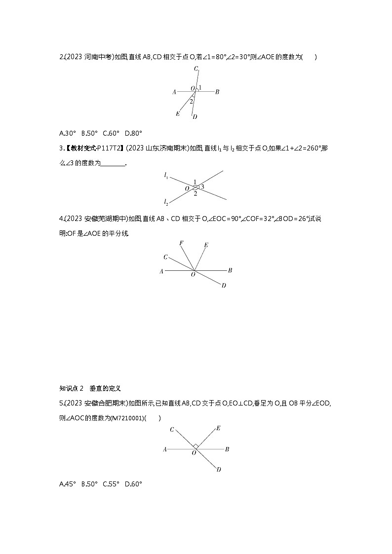 10.1 相交线——2024年沪科版数学七年级下册精品同步练习第2页