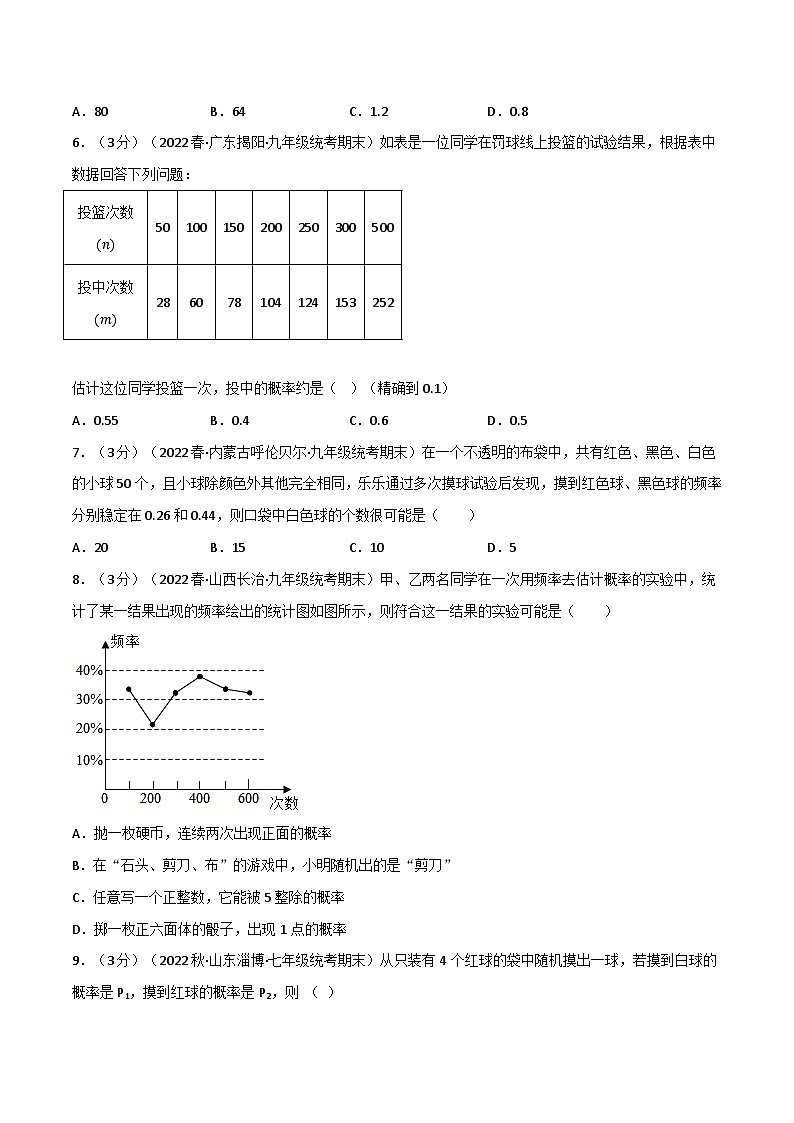 蘇科版八年級(jí)數(shù)學(xué)下冊舉一反三專題特訓(xùn)專題8.2認(rèn)識(shí)概率章末題型過關(guān)卷(原卷版+解析)第2頁