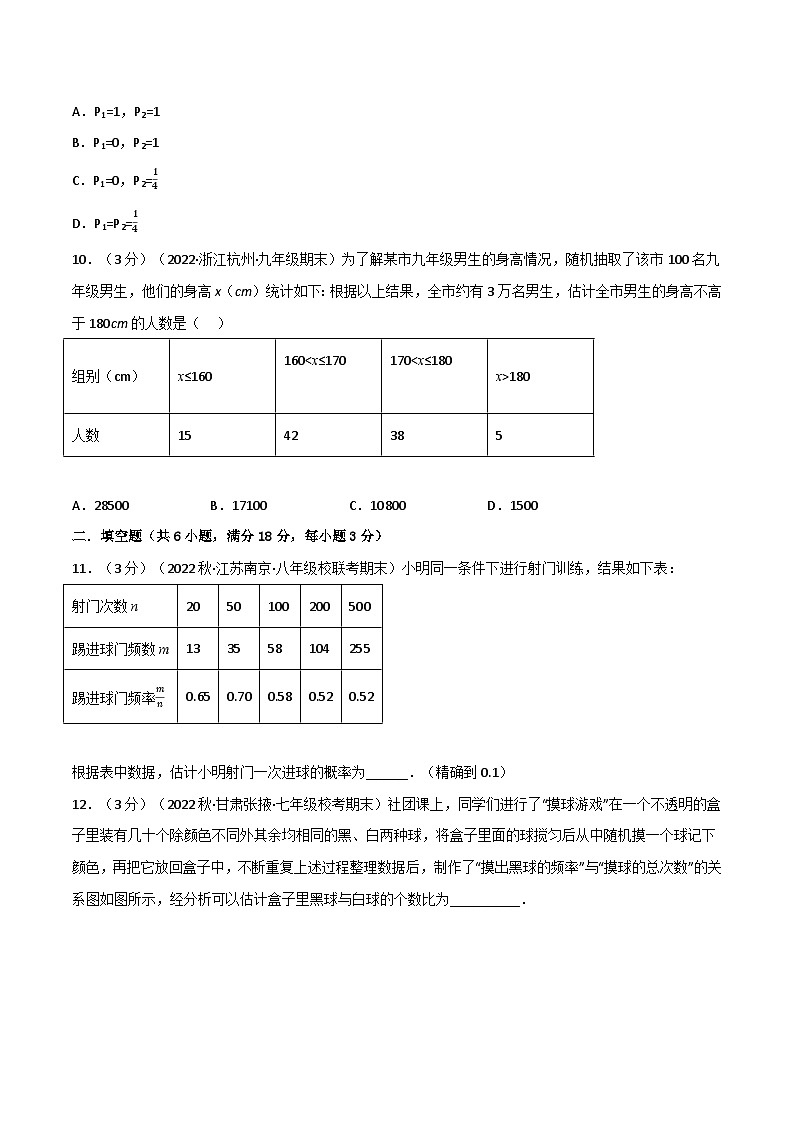 蘇科版八年級(jí)數(shù)學(xué)下冊舉一反三專題特訓(xùn)專題8.2認(rèn)識(shí)概率章末題型過關(guān)卷(原卷版+解析)第3頁