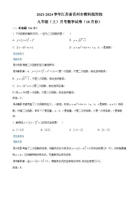 江苏省苏州市教育科学研究院附属实验学校2023-2024学年九年级上学期10月月考数学试题