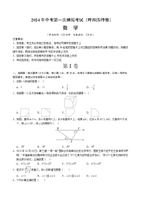 2024年初三中考第一次模拟考试试题：数学（呼和浩特卷）（考试版A4）