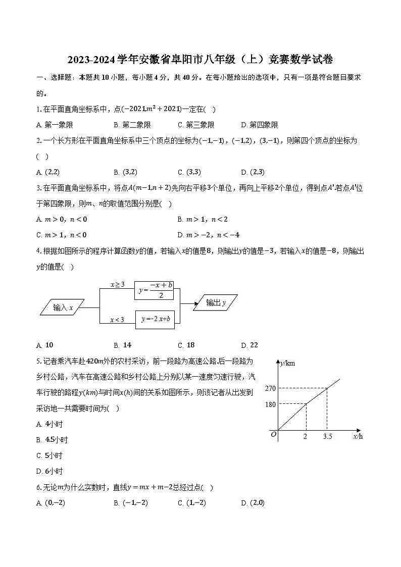 2023-2024学年安徽省阜阳市八年级(上)竞赛数学试卷(含解析)01