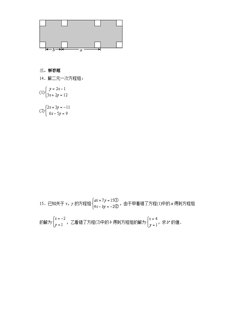 2024年中考数学一轮复习专题:二元一次方程组(含答案)第3页