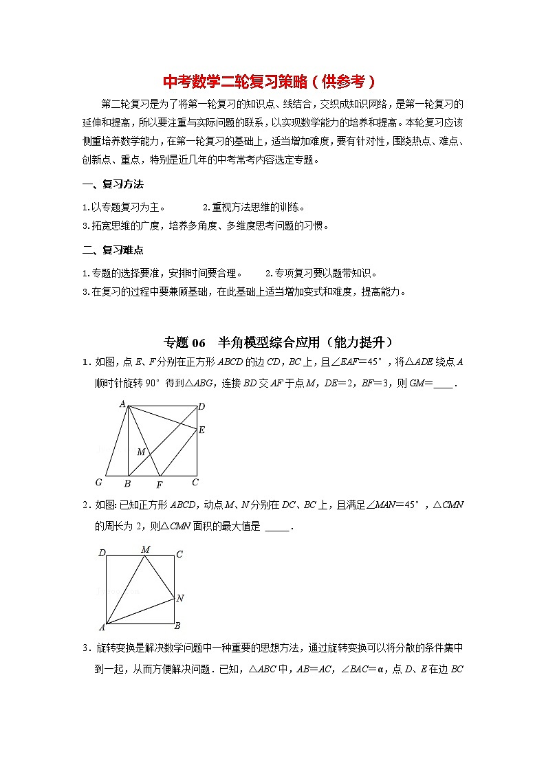 专题06 半角模型综合应用(能力提升)(原卷版)第1页