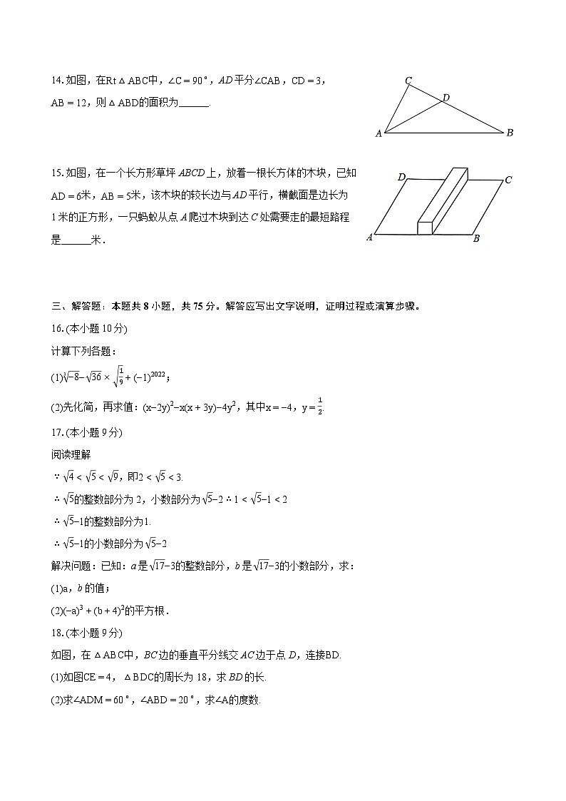 2023-2024学年河南省洛阳市嵩县八年级(上)期末数学试卷(含详细答案解析)03