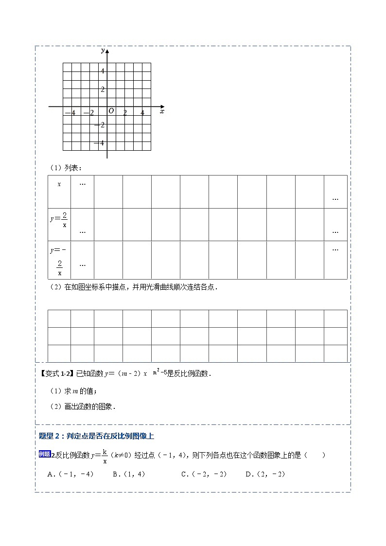 26.1.2 反比例函数的图像和性质(讲+练)【12大题型】(原卷版)第2页