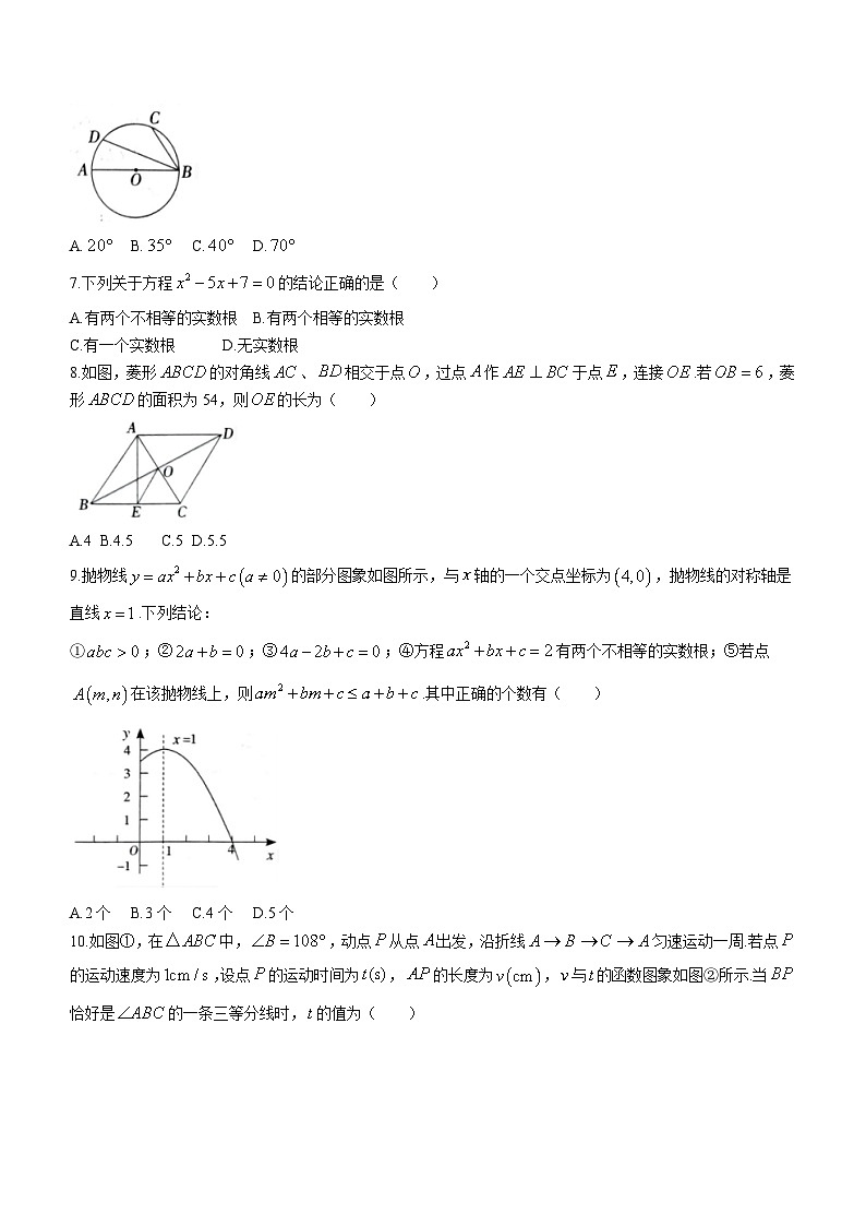 2024年河南省驻马店市驿城区一模数学试题(含答案)02