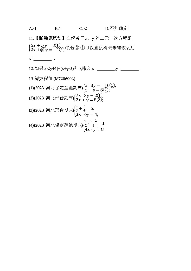 6_2_2 加减消元法--2024年冀教版数学七年级下册精品同步练习第2页