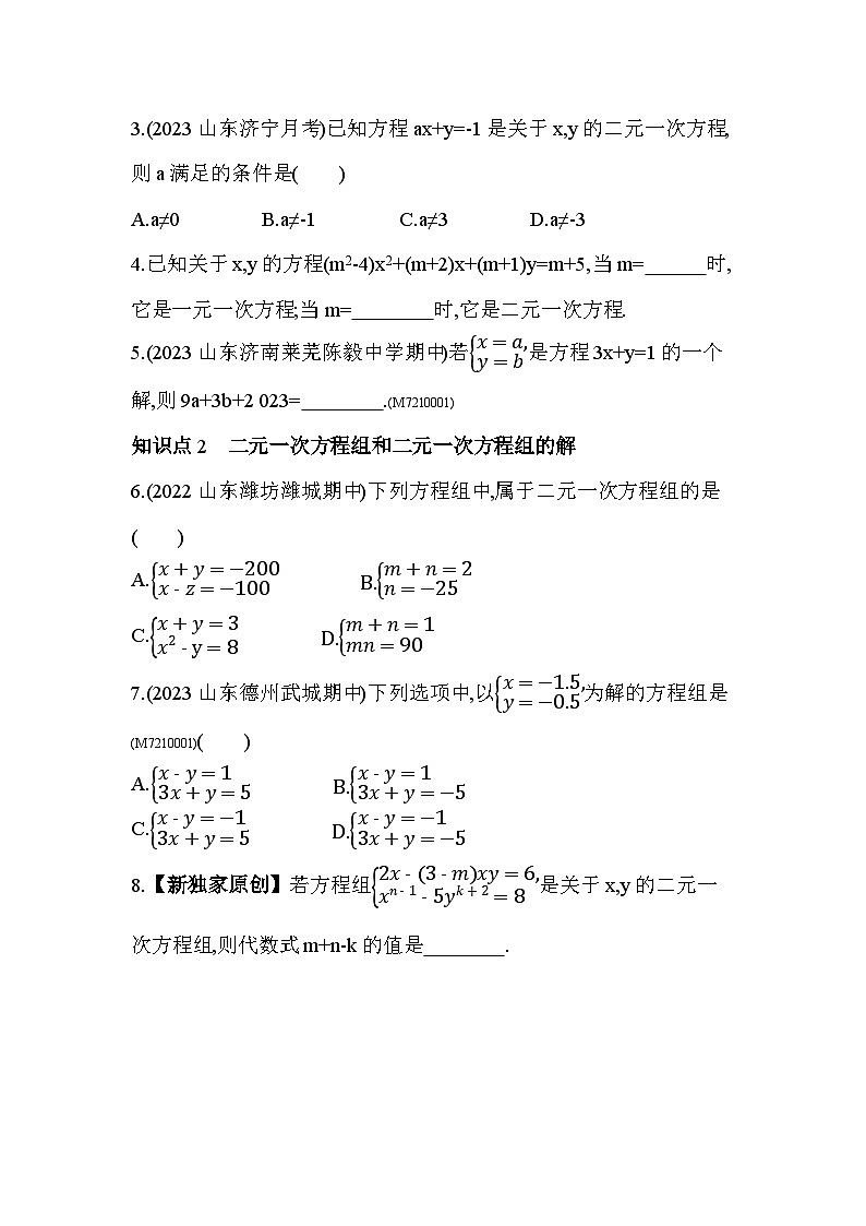 10.1 认识二元一次方程组--2024年青岛版数学七年级下册精品同步练习02