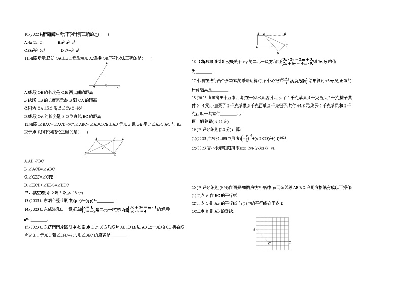 期中素养综合测试--2024年青岛版数学七年级下册精品同步练习第2页