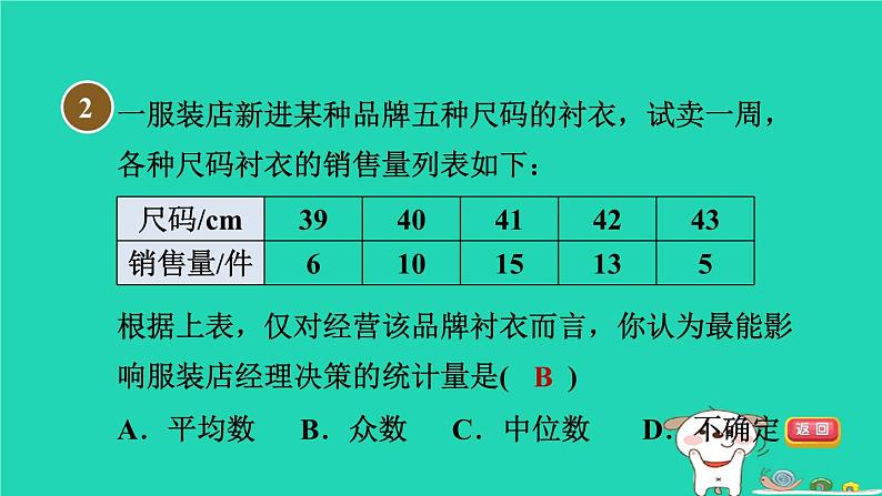 安徽专版2024春八年级数学下册第20章数据的初步分析集训课堂测素质平均数中位数众数作业课件新版沪科版第5页