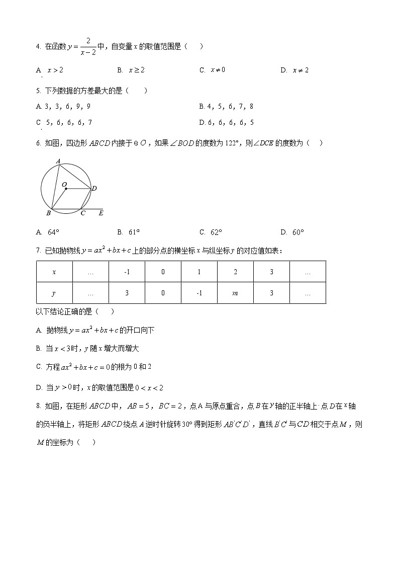 精品解析:南通市海门区东洲国际学校2023-2024学年九年级下学期3月月考数学试题(原卷版)第2页