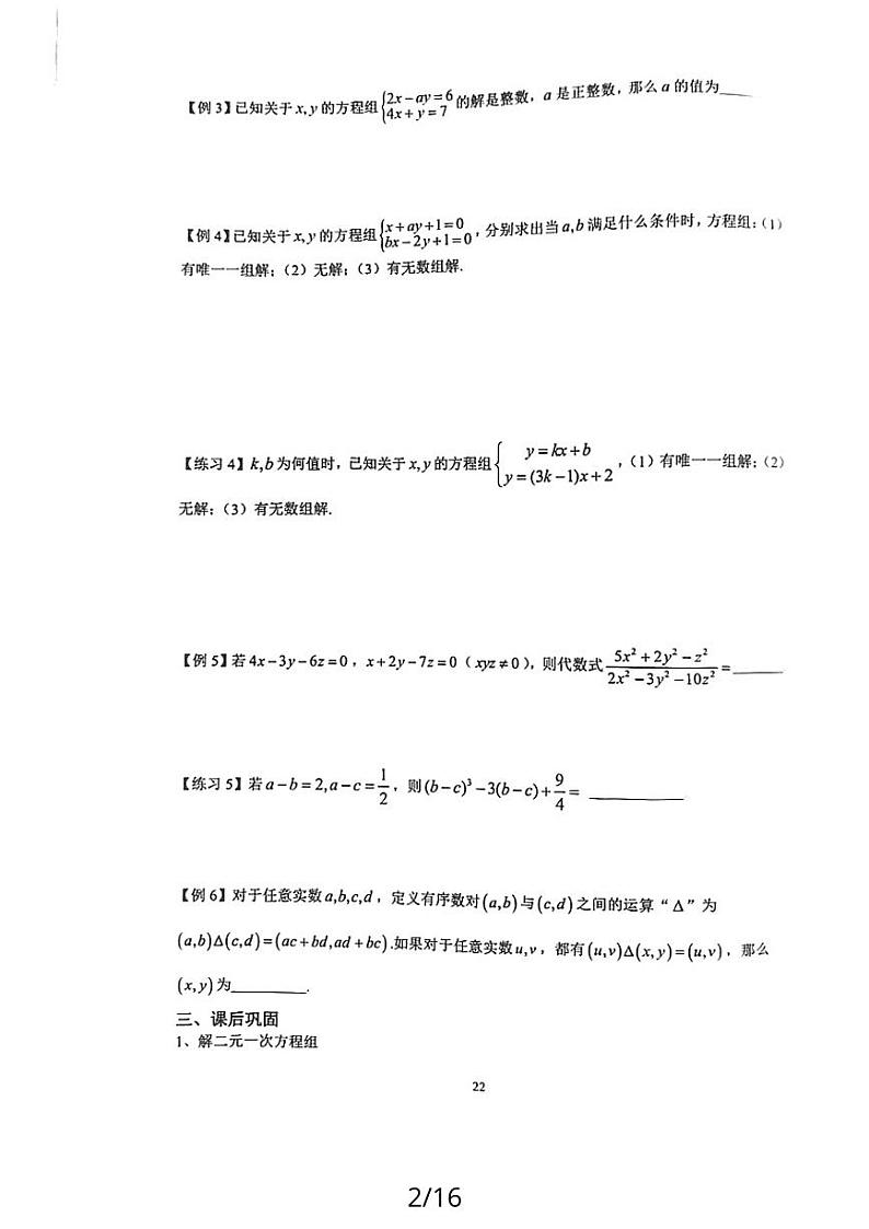 七年级下册 数学复习专题精讲 二元一次培优(无答案)02