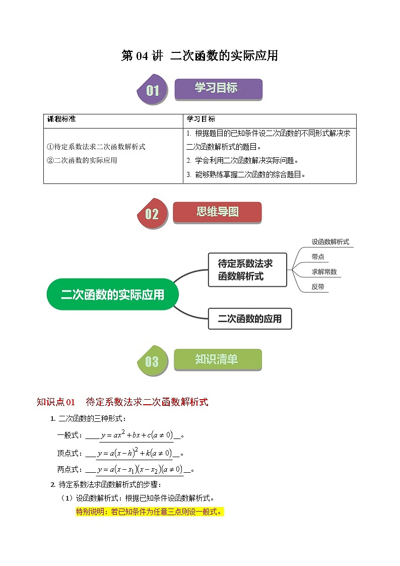 第04讲 二次函数的实际应用与综合(解析版)第1页