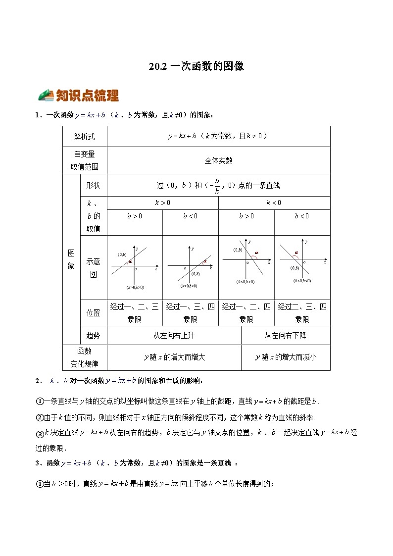20.2 一次函数的图像(解析版)第1页