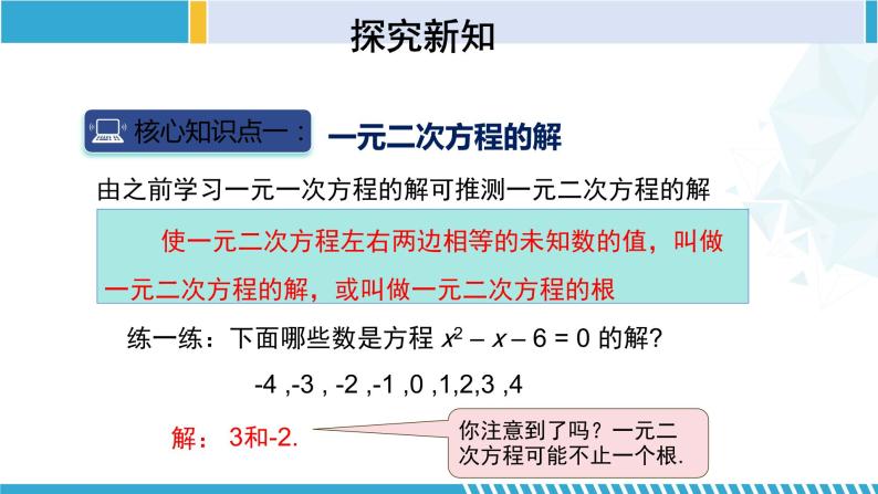 北师大版九年级数学上册同步精品课堂 2.1.2 认识一元二次方程（2）（课件）05