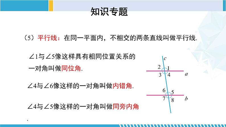 北师大版七年级数学下册同步精品课堂 第二章 相交线与平行线(单元小结)(课件)第6页