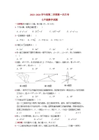 江苏省徐州市睢宁县2023-2024+学年七年级数学下学期3月月考试卷+
