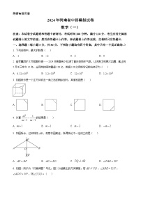 2024年河南省驻马店市遂平县中考一模数学模拟试题（原卷版+解析版）