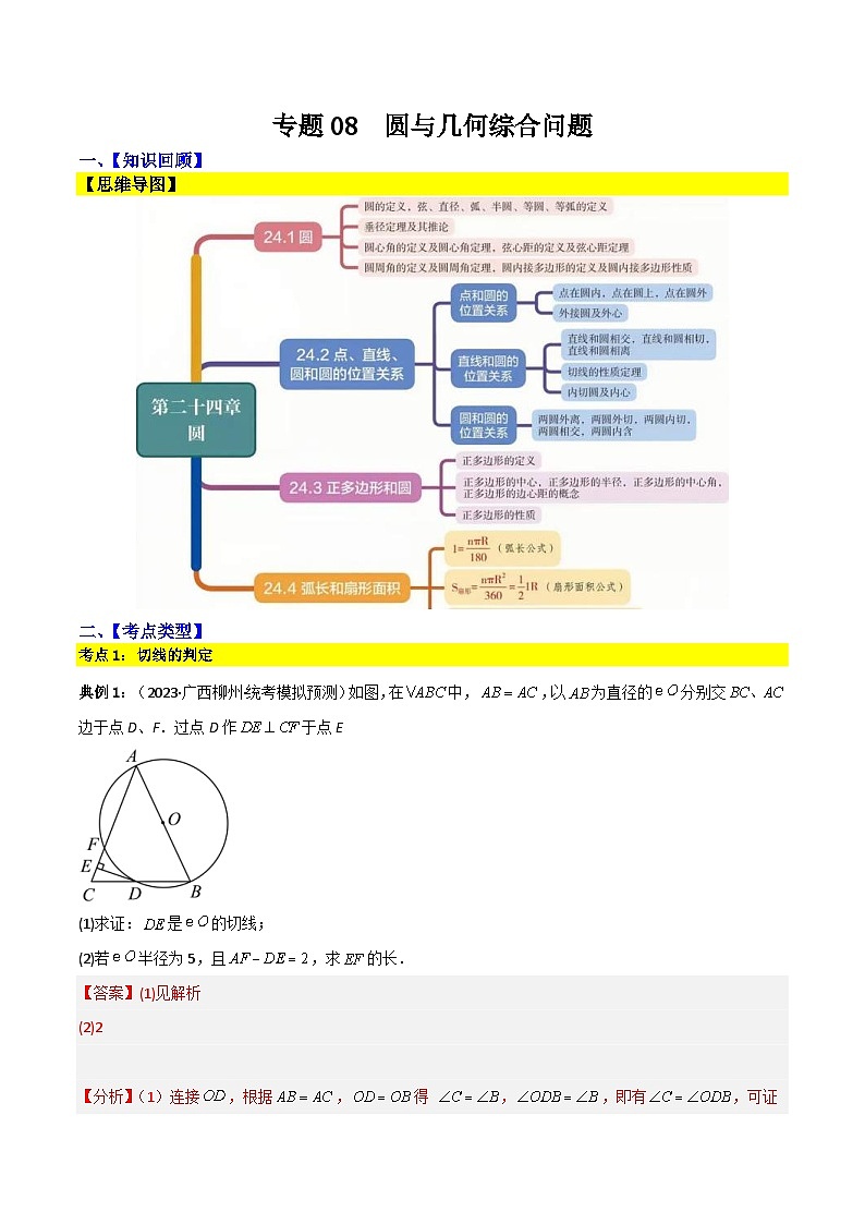 中考数学二轮复习考点提分特训专题08 圆与几何综合问题(解析版)第1页
