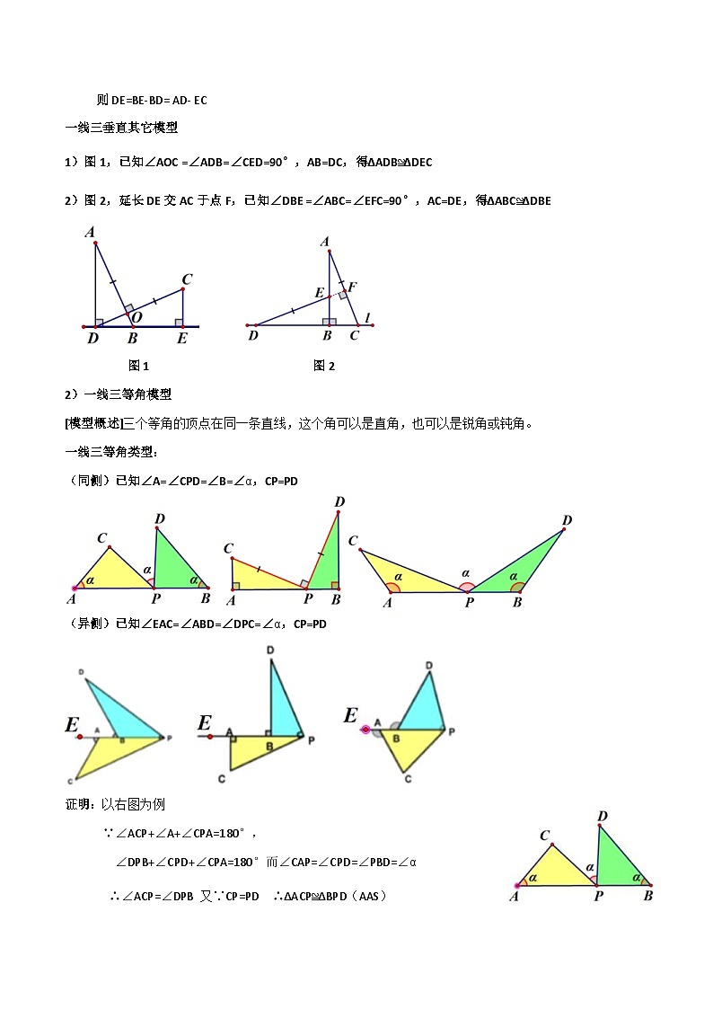 中考数学二轮复习满分突破几何模型练习专题07 一线三垂直与一线三等角(解析版)第2页