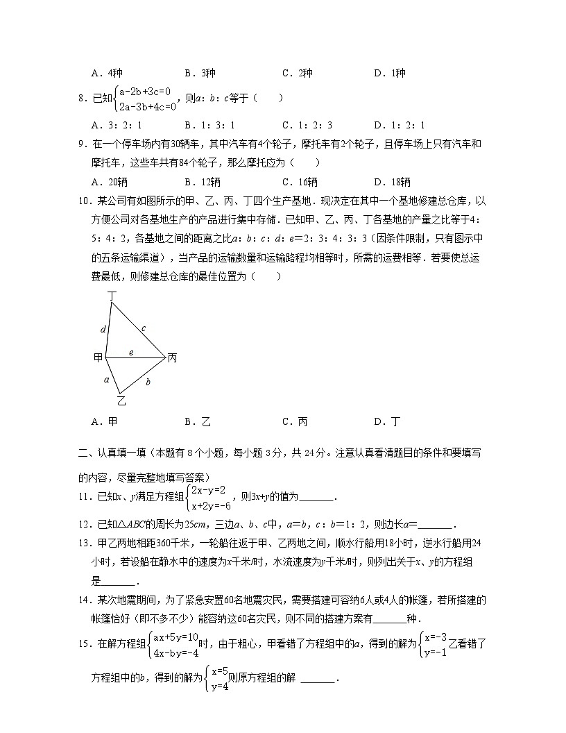 第10章二元一次方程組（單元卷）-2021-2022學(xué)年七年級(jí)數(shù)學(xué)下學(xué)期考試滿分全攻略（蘇科版）（原卷版）第2頁(yè)