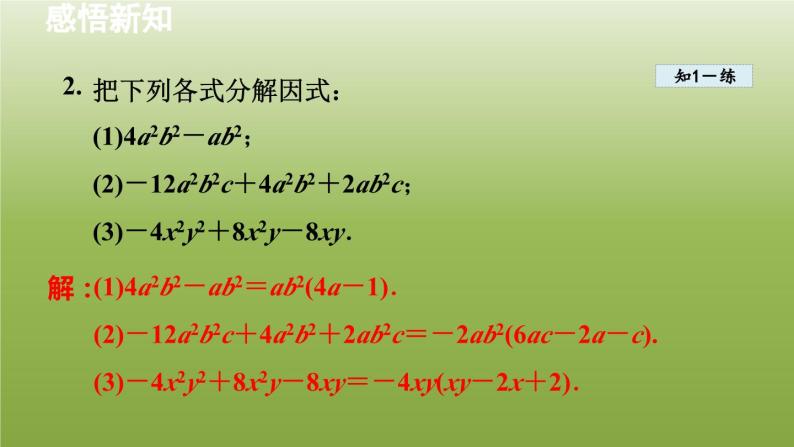 2024年七年级数学下册第11章因式分解11.2提公因式法2变形后提公因式分解因式授课课件新版冀教版07