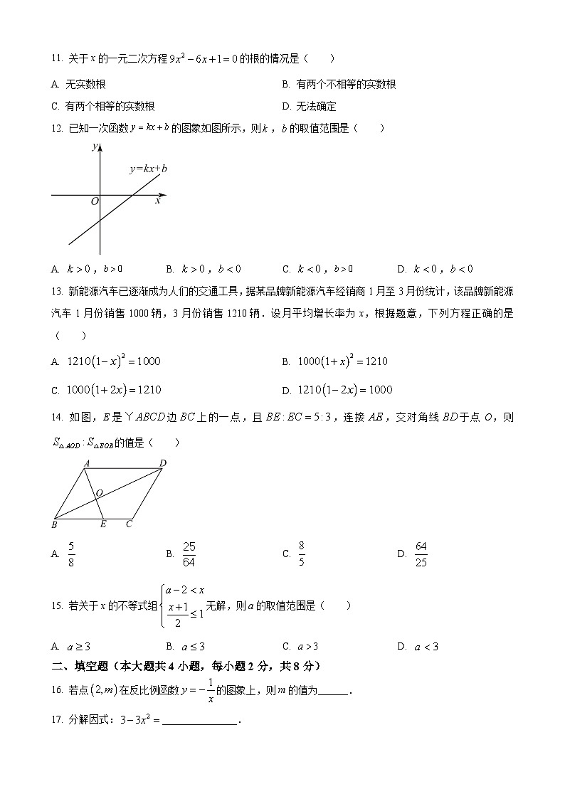 2024年云南省曲靖市会泽县会泽县马路乡中学校中考数学模拟预测试题(原卷版+解析版)03