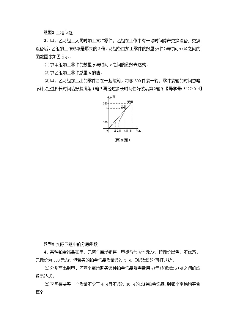 2024八下第21章一次函数阶段方法技巧训练二专训1一次函数的两种常见应用(冀教版)02