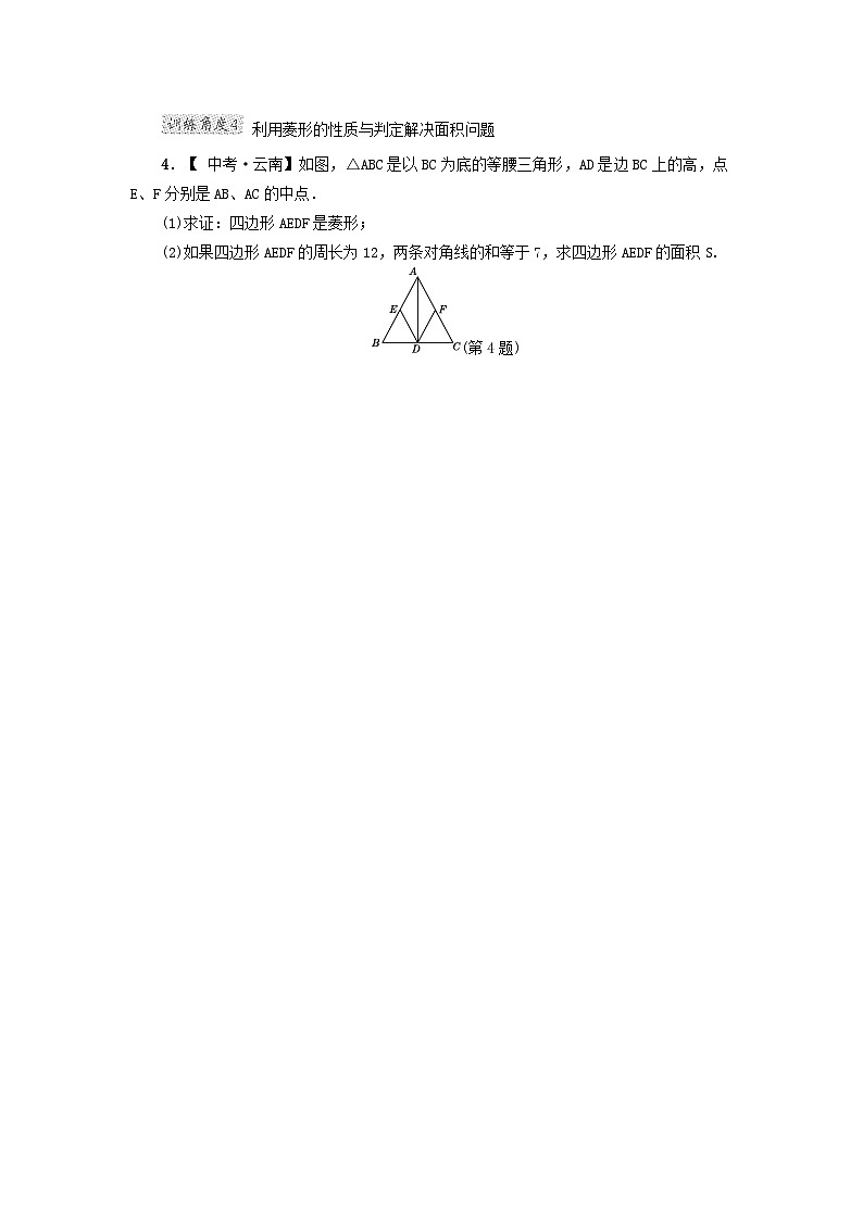 2024八下第22章四邊形階段方法技巧訓(xùn)練二專訓(xùn)2菱形性質(zhì)與判定的靈活運用（冀教版）第3頁