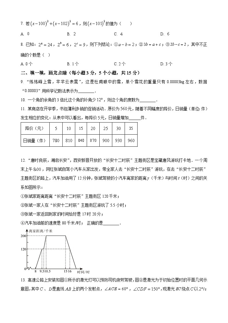 精品解析:陕西省西安市高新第二初级中学2023-2024学年七年级下学期第一次月考数学试题(原卷版)第2页