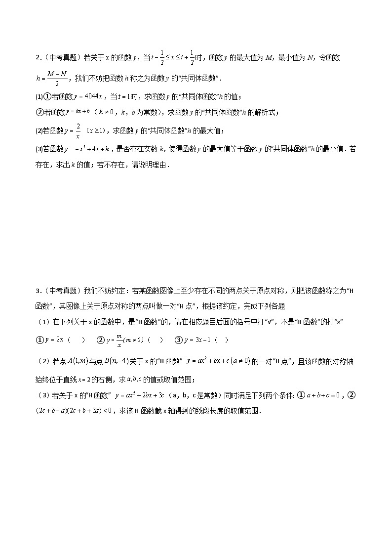 专题01新知识学习型&新定义问题之求函数的取值范围—2023-2024学年挑战中考压轴题重难点题型分类02