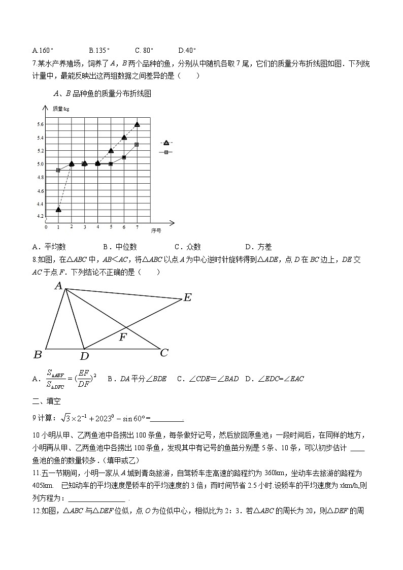 2023年山东省胶州市部分学校九年级中考模拟数学模拟预测题(B)02