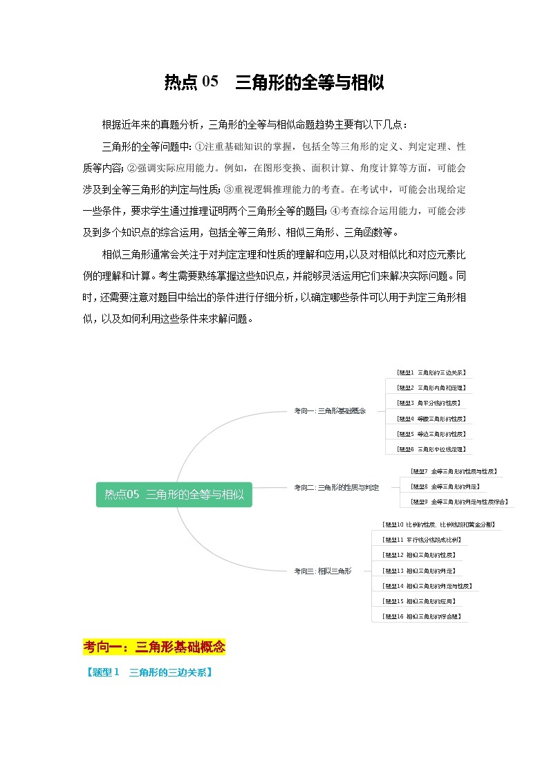 【中考二轮】2024年中考数学 热点05+三角形的全等与相似(16大题型+满分技巧+限时分层检测)-专题训练.zip01