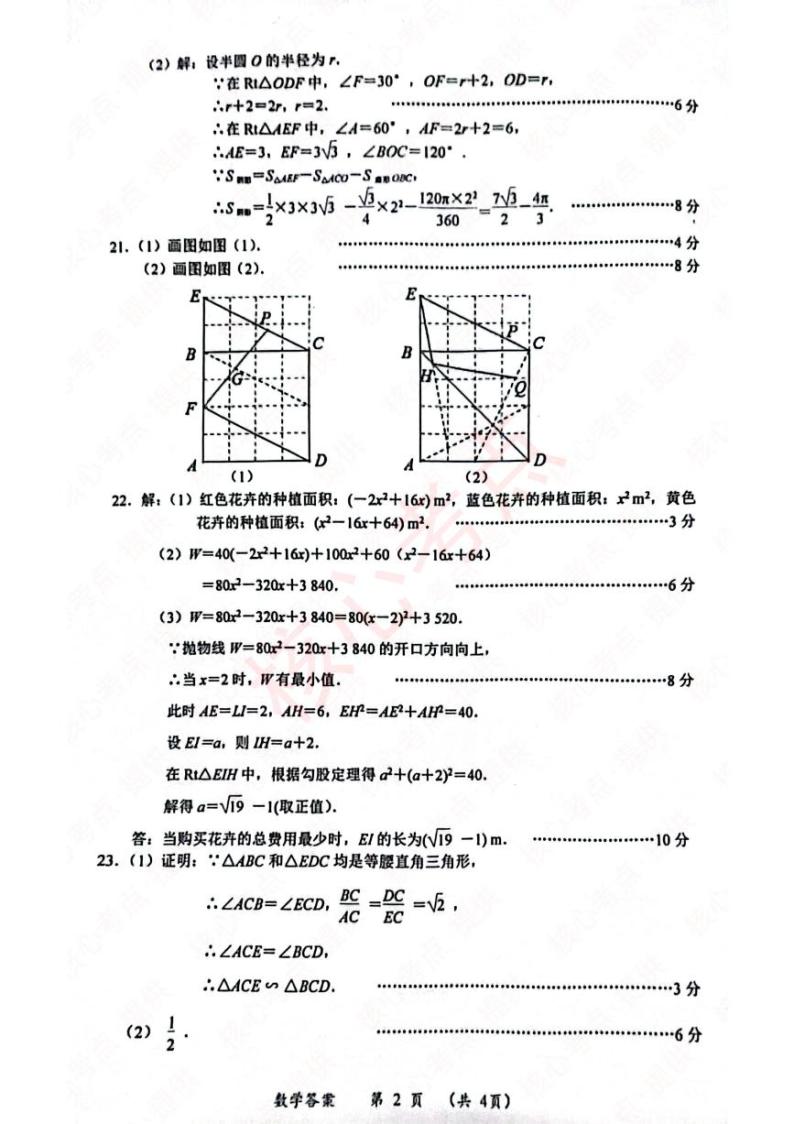 2024年湖北武汉部分学校中考适应性考试数学试卷及答案02