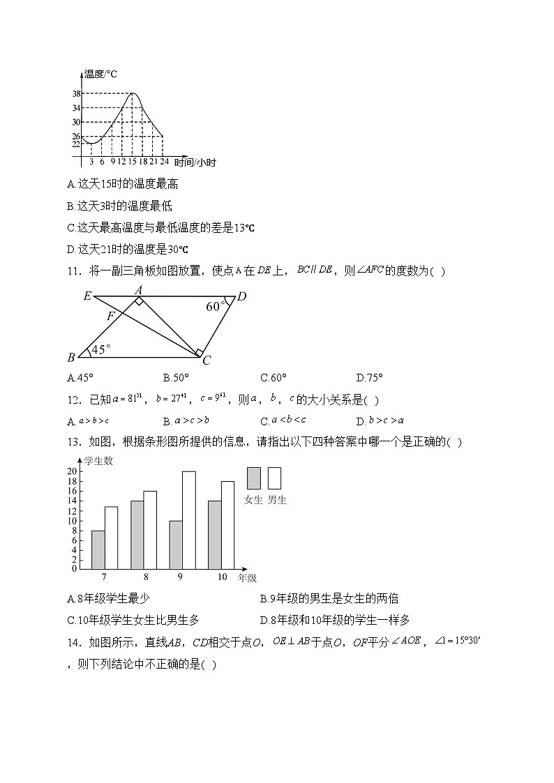河北省邯郸市鸡泽县2022-2023学年七年级下学期期中数学试卷(含答案)第3页