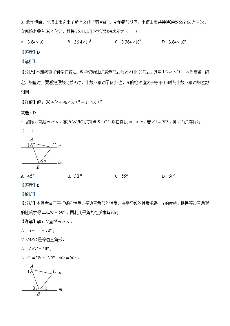 2024年河南省平顶山中考数学一模模拟试题(原卷版+解析版)02