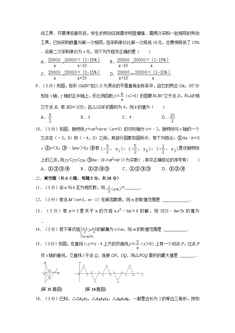 山东省临沂市沂水县第四实验中学2023-2024学年九年级下学期4月月考数学试题02