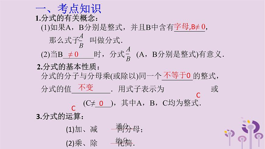 中考數(shù)學一輪復習課件 第1章 數(shù)與式第3課分式(含答案)第2頁